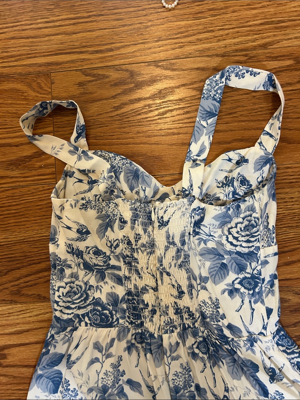 Reformation White and Blue Floral Tiered Maxi Dress - Picture 4 of 5